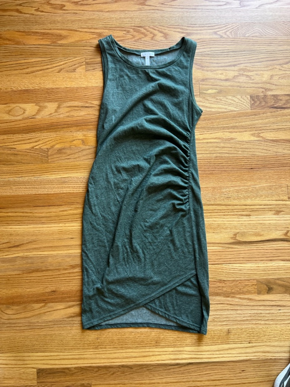 Lieth Sleeveless Ruched Tank Dress in Olive Green
